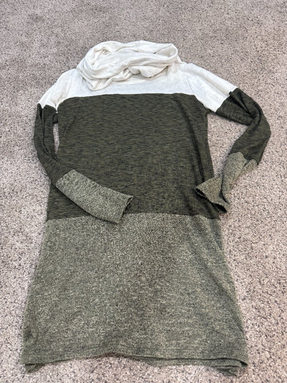 My Beloved Women's Small Olive Green Lightweight Turtleneck Sweater Dress